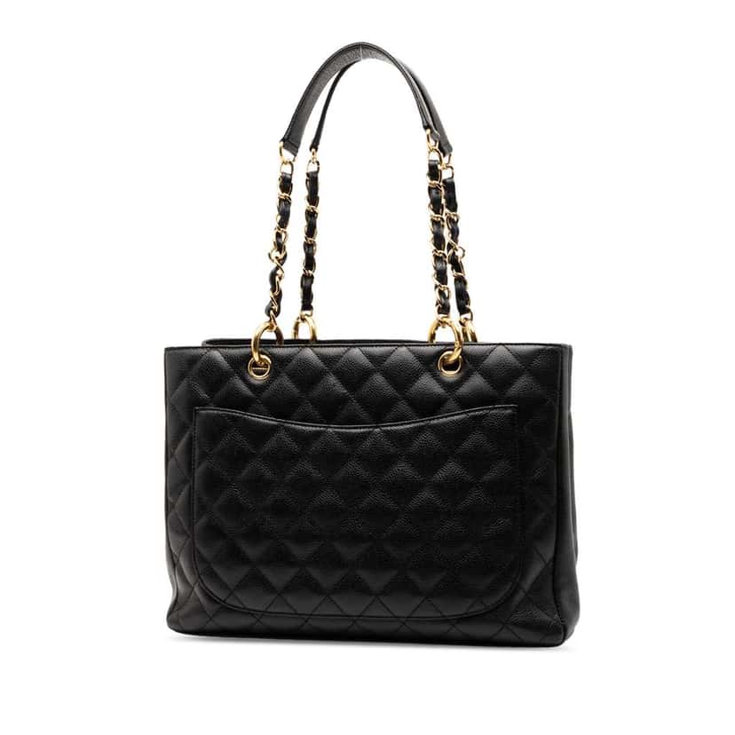 Chanel Caviar Grand Shopping Tote Black Leather Good condition - Back View