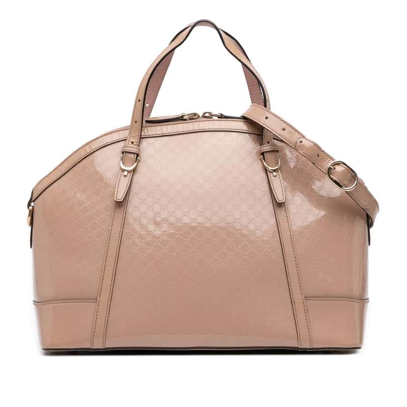 Gucci Large Microguccissima Patent Nice Dome Satchel Brown Leather Good condition - Front View