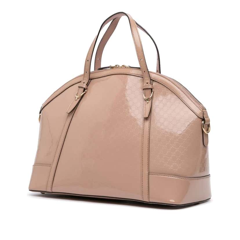 Gucci Large Microguccissima Patent Nice Dome Satchel Brown Leather Good condition - Back View