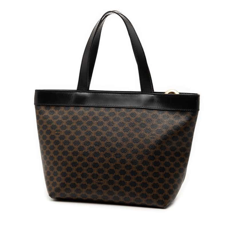 Celine Macadam Coated Canvas Handbag Black Canvas Good condition - Back View