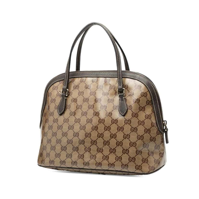 Gucci Medium GG Crystal Dome Satchel Brown Leather Good condition - Back View