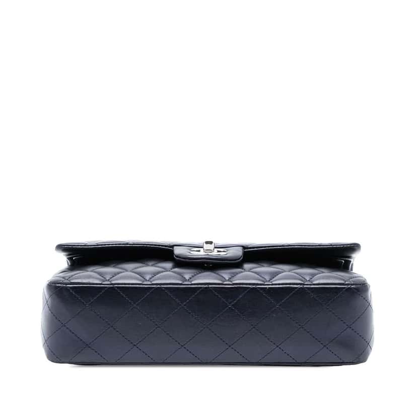Chanel Medium Classic Lambskin Double Flap Blue Leather Good condition - Inside View