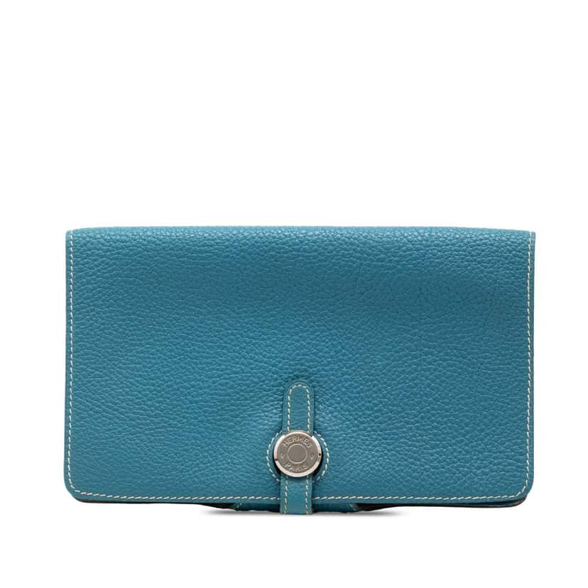 Hermès Togo Dogon Long Wallet Blue Leather Good condition - Front View