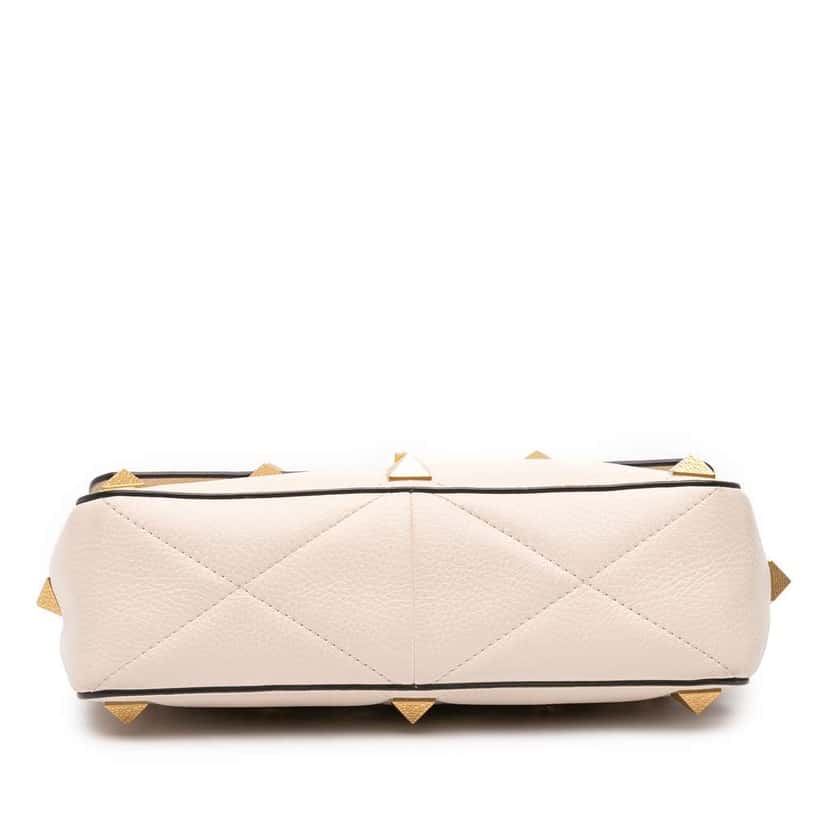 Valentino Large Grained Calfskin Roman Stud Satchel White Leather Very good condition - Inside View