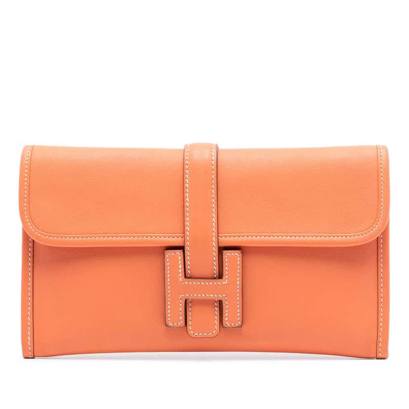 Hermès Swift Jige Duo Orange Leather Good condition - Front View