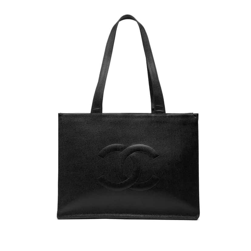 Chanel CC Caviar Tote Black Leather Good condition - Front View