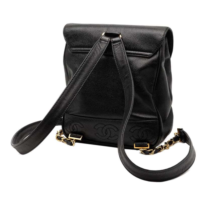 Chanel Caviar Triple CC Backpack Black Leather Very good condition - Back View