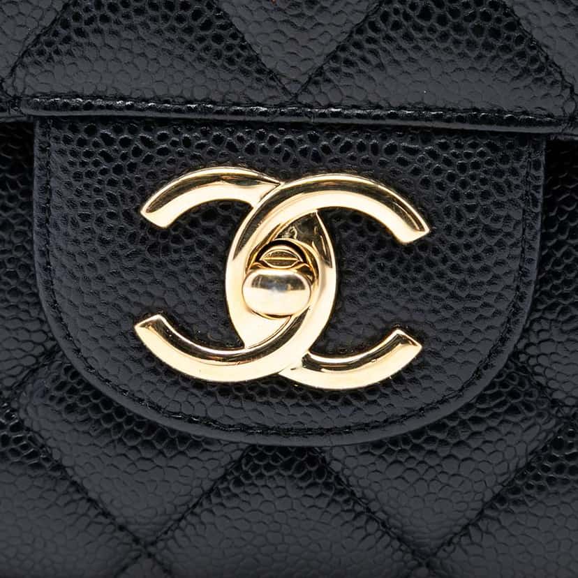 Chanel Maxi Classic Caviar Double Flap Black Leather Good condition - Box View