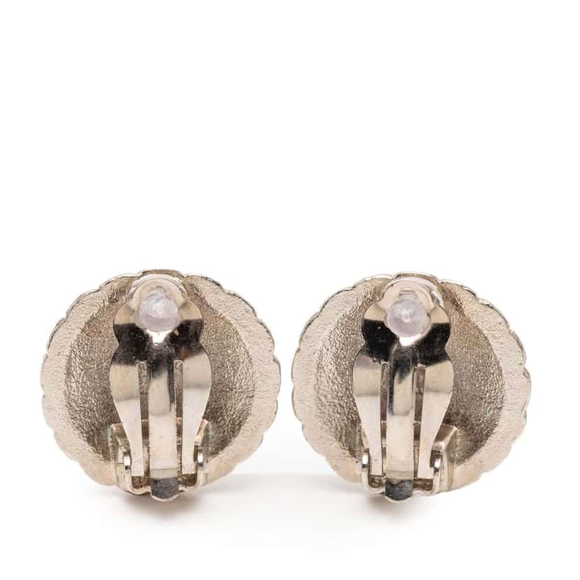 Chanel CC Silver Plated Clip on Earrings Silver Metal Good condition - Back View