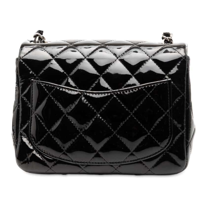 Chanel Mini Square Classic Patent Single Flap Black Leather Good condition - Back View