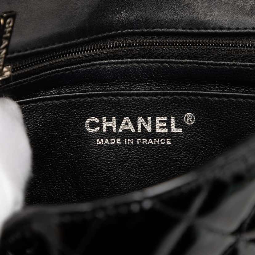 Chanel Mini Square Classic Patent Single Flap Black Leather Good condition - Box View