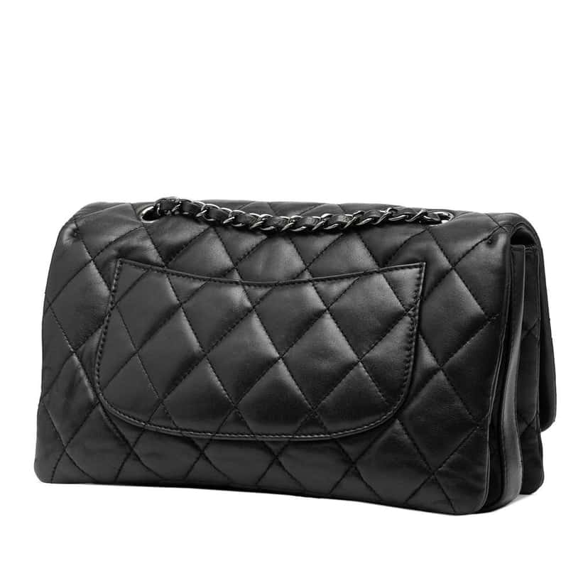 Chanel Jumbo Classic Lambskin 3 Compartment Flap Black Leather Good condition - Back View
