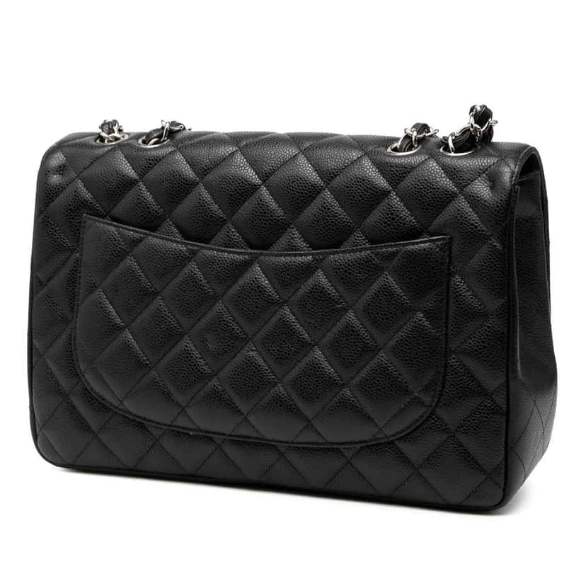 Chanel Jumbo Classic Caviar Double Flap Black Leather Good condition - Back View