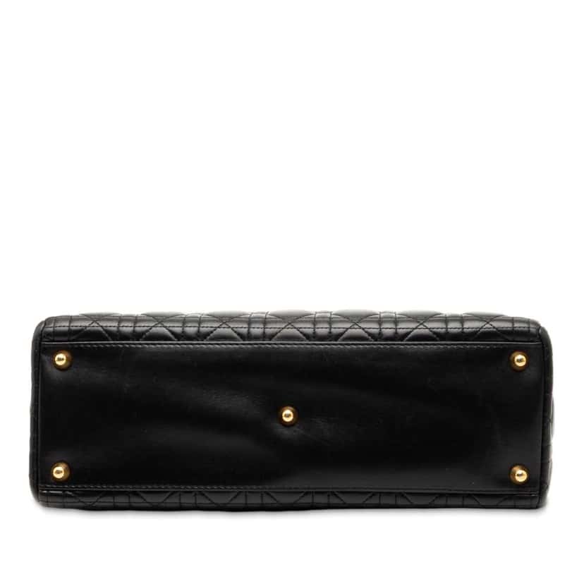 Dior Large Lambskin Cannage Lady Dior Black Leather Good condition - Inside View