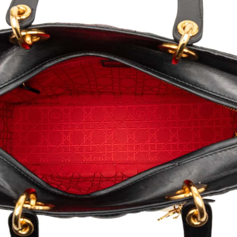 Dior Large Lambskin Cannage Lady Dior Black Leather Good condition - Model View