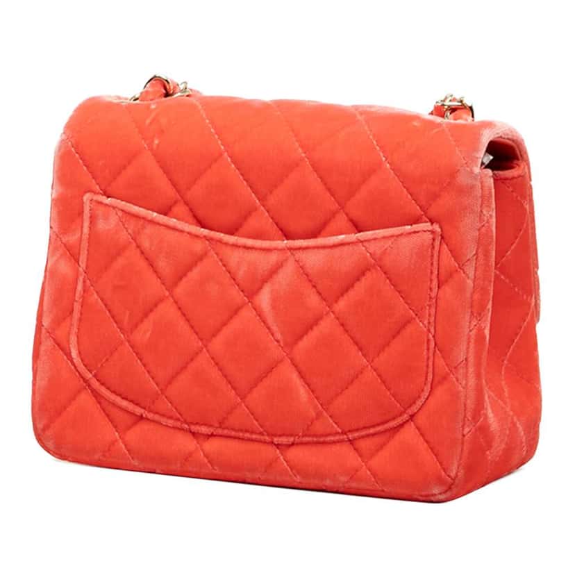 Chanel Mini Square Classic Velvet Single Flap Orange Velvet Good condition - Back View