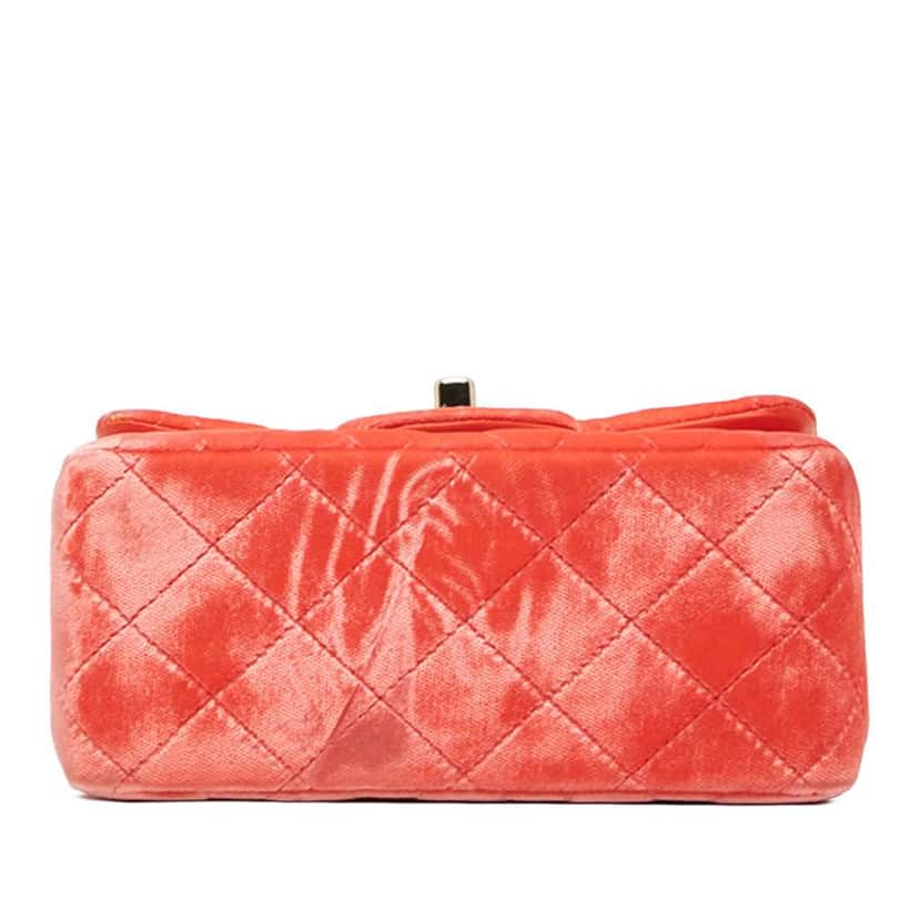 Chanel Mini Square Classic Velvet Single Flap Orange Velvet Good condition - Inside View