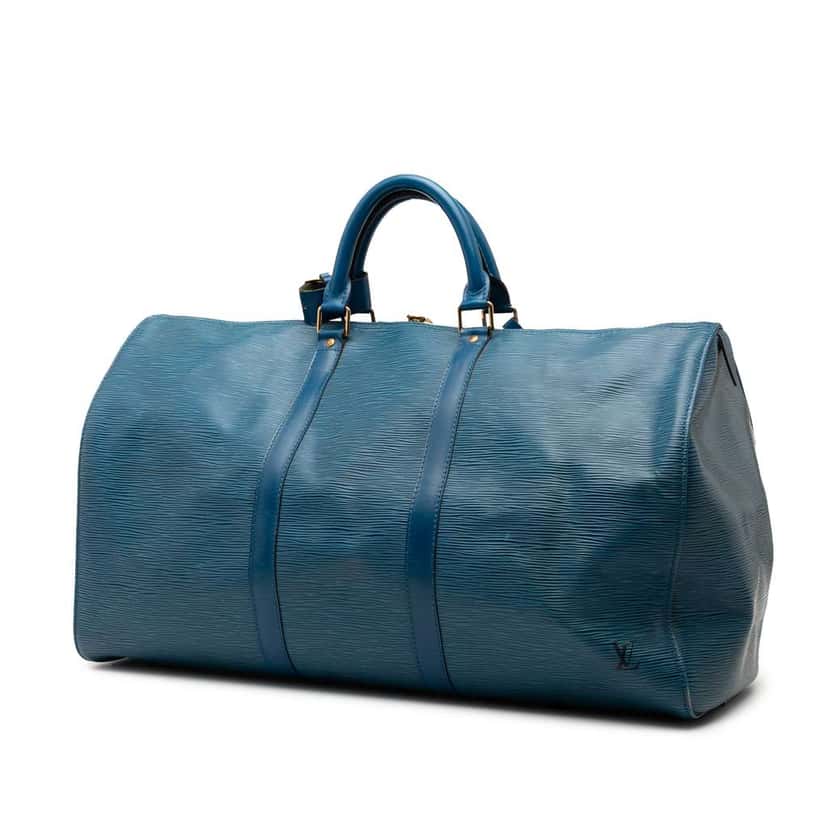 Louis Vuitton Epi Keepall 50 Blue Leather Fair condition - Back View