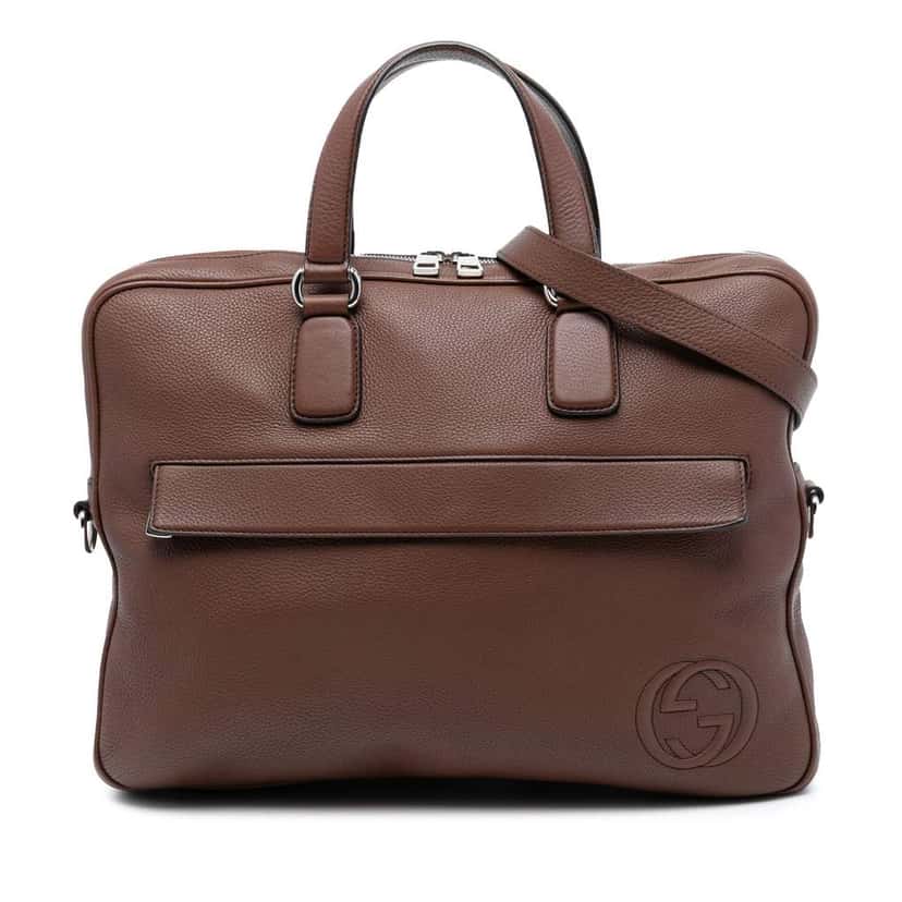 Gucci Leather Soho Briefcase Brown Leather Good condition - Front View