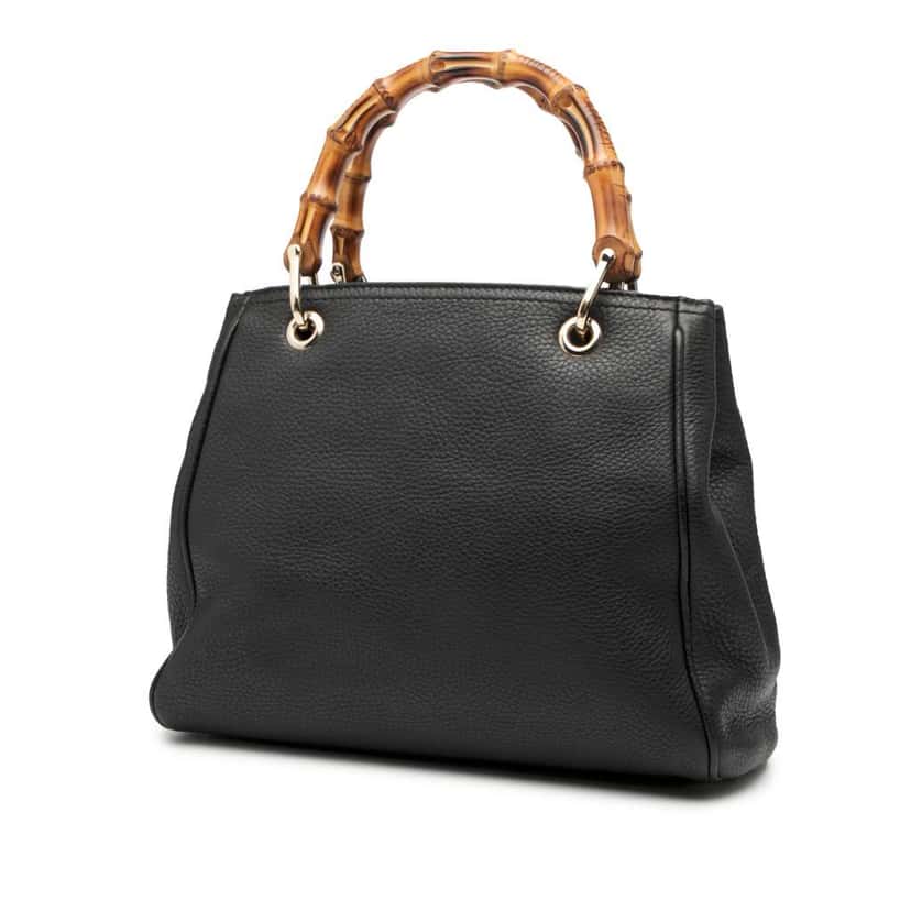 Gucci Small Calfskin Bamboo Shopper Satchel Black Leather Good condition - Back View