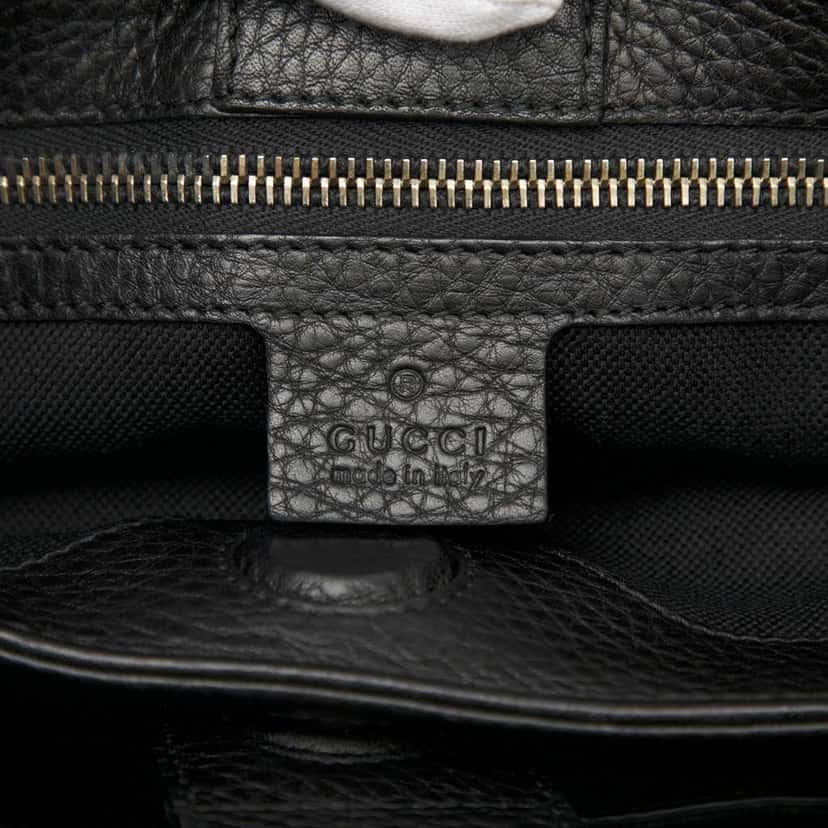 Gucci Small Calfskin Bamboo Shopper Satchel Black Leather Good condition - Box View