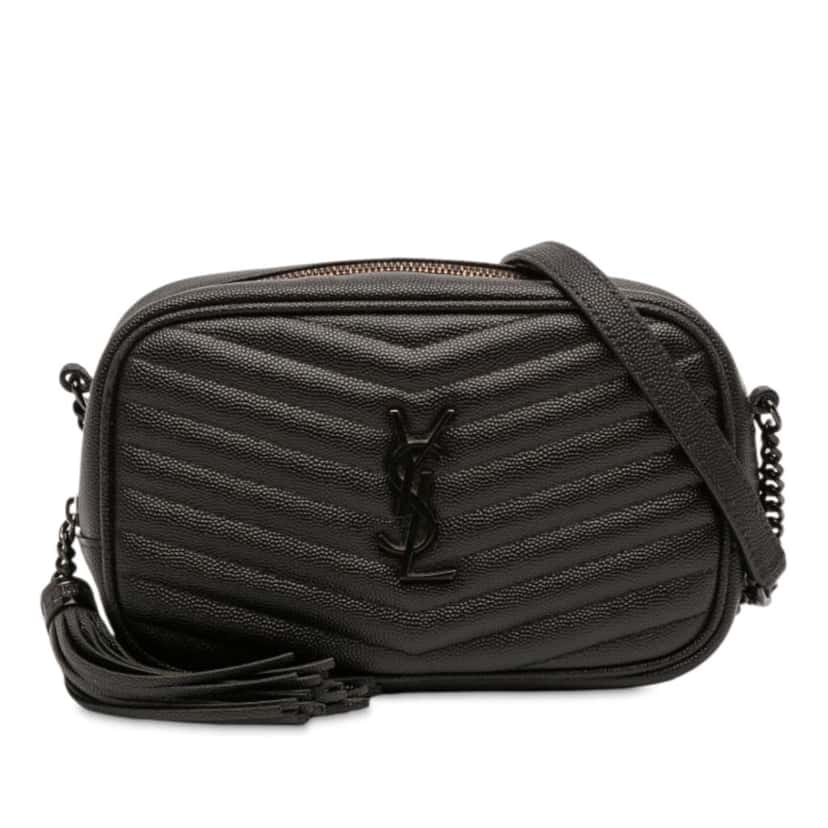 Saint Laurent Mini Grain de Poudre Monogram Monochrome Lou Camera Bag Black Leather Good condition - Front View