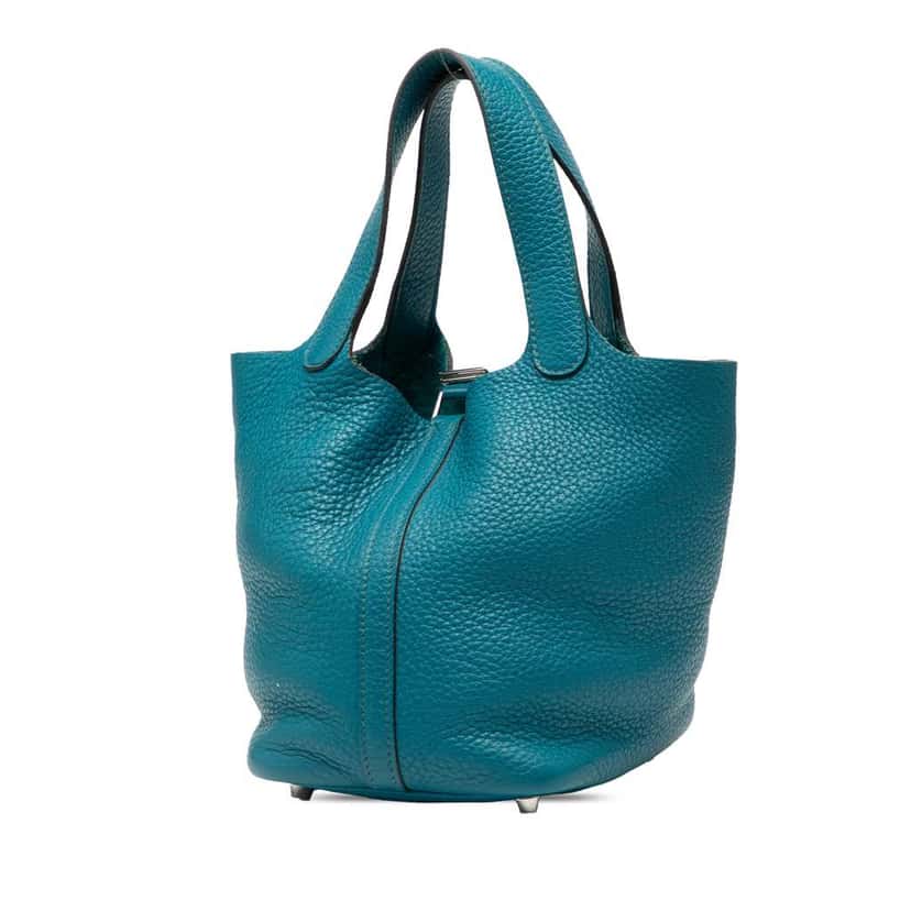 Hermès Clemence Picotin Lock 18 Blue Leather Good condition - Back View