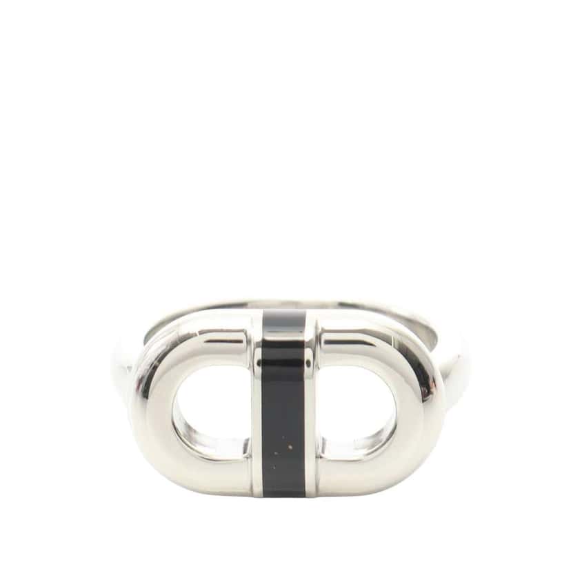Hermès Palladium Plated Lacquered Maillon ring Silver Metal Good condition - Front View
