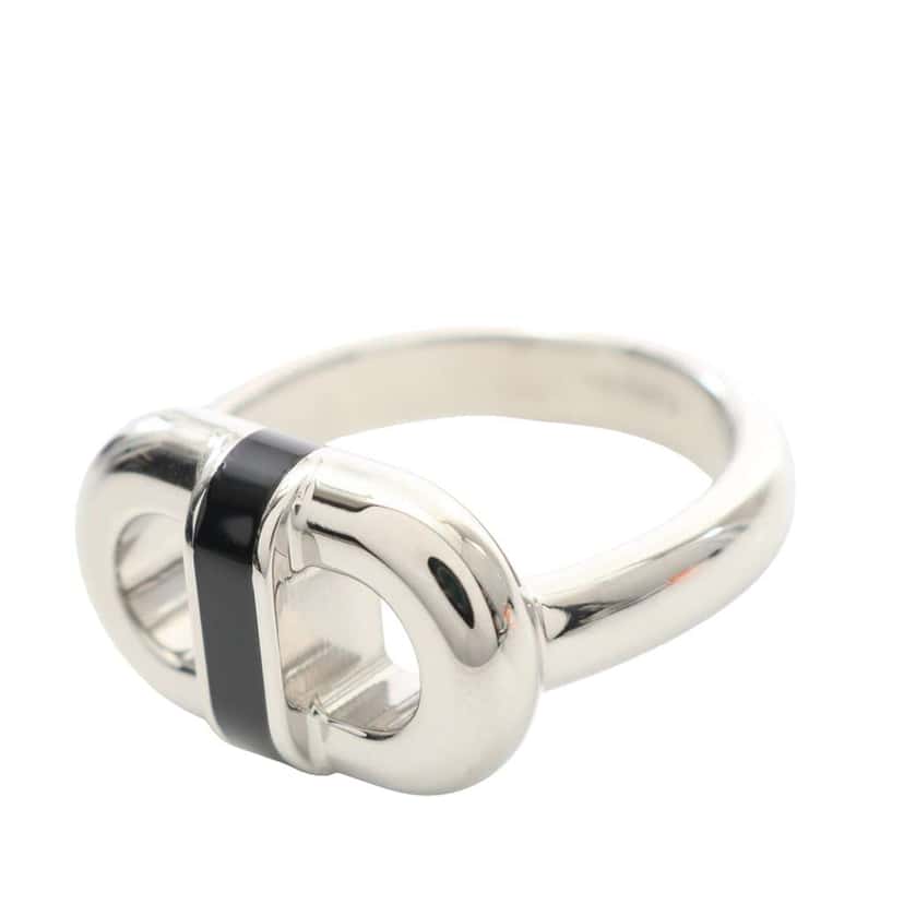 Hermès Palladium Plated Lacquered Maillon ring Silver Metal Good condition - Model View
