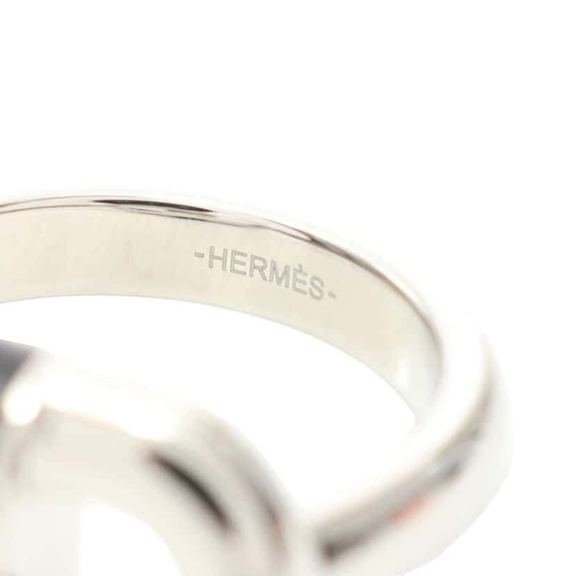 Hermès Palladium Plated Lacquered Maillon ring Silver Metal Good condition - Box View