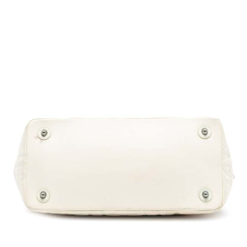 Dior Medium Coated Canvas Cannage Panarea Tote White Canvas Good condition - Inside View