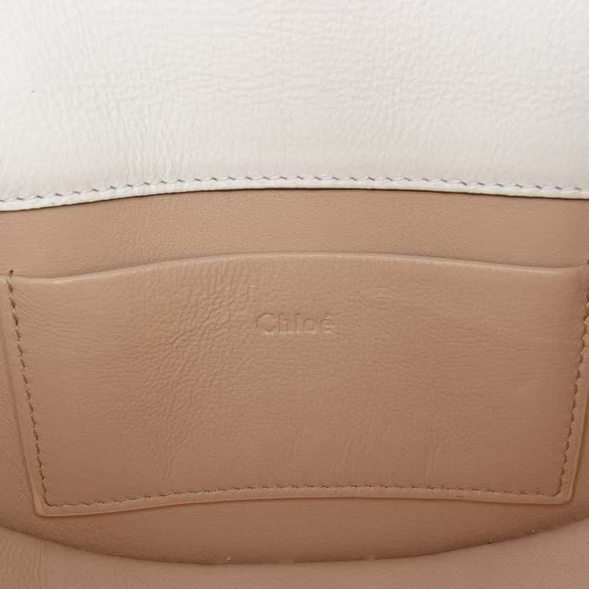 Chloé Mini Croc Embossed Calfskin Nile Bracelet Satchel White Leather Good condition - Box View