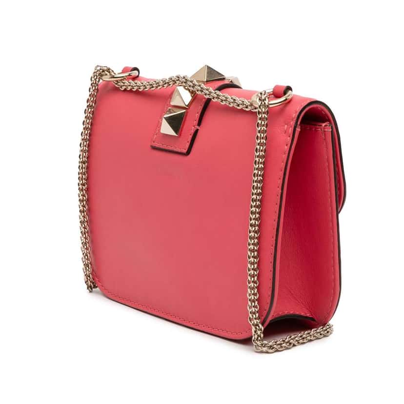 Valentino Small Rockstud Glam Lock Crossbody Pink Leather Very good condition - Back View