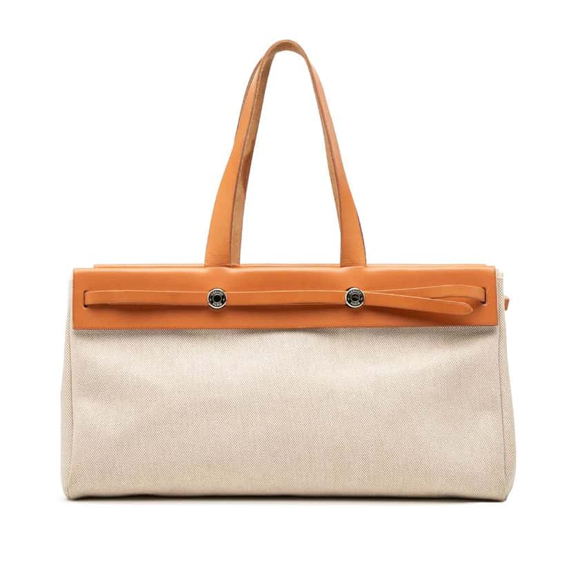 Hermès Toile Herbag Cabas MM Brown Canvas Good condition - Front View