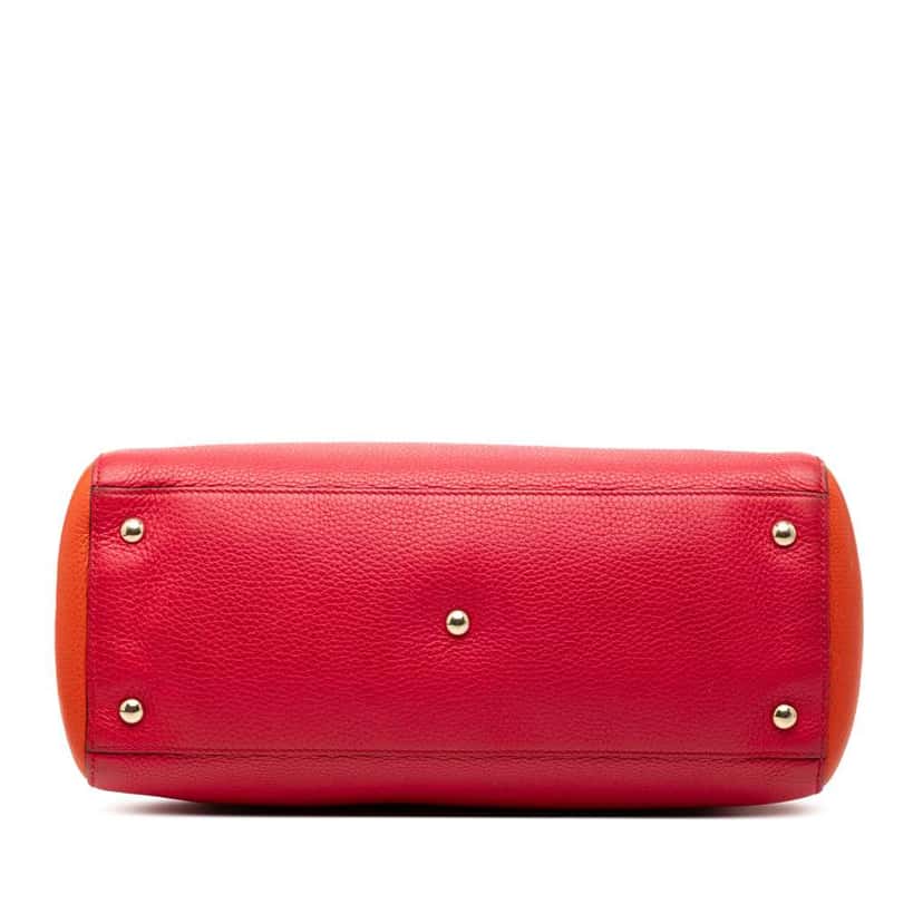 Gucci Medium Bicolor Calfskin Bamboo Shopper Satchel Red Leather Very good condition - Inside View