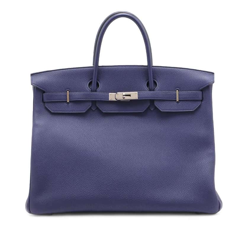 Hermès Togo Birkin Retourne 40 Blue Leather Good condition - Front View