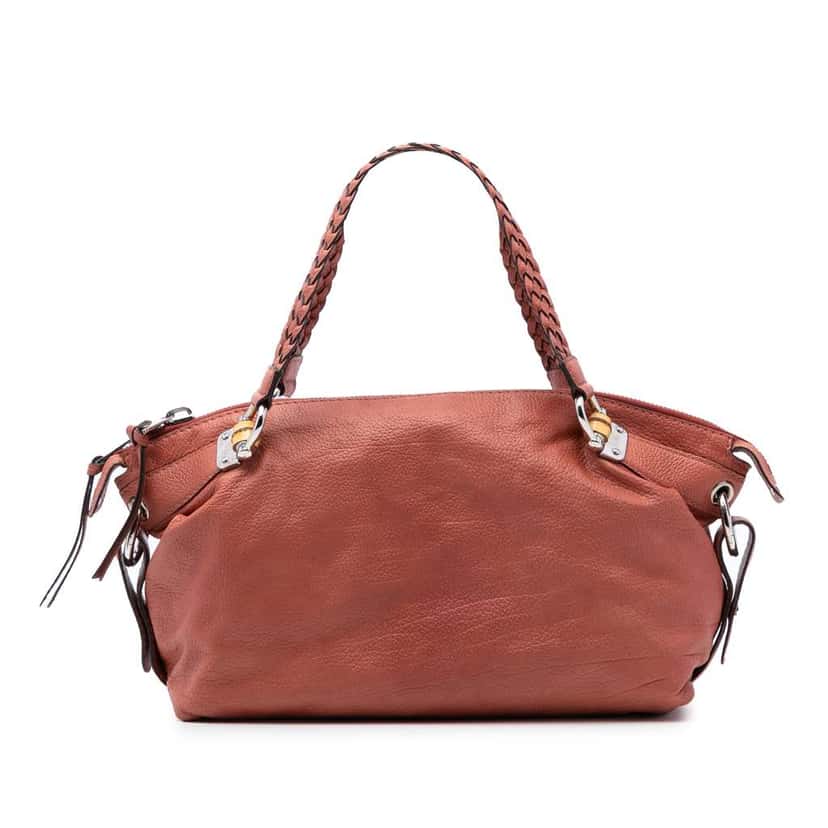 Gucci Medium Leather Bamboo Bar Tote Orange Leather Good condition - Front View