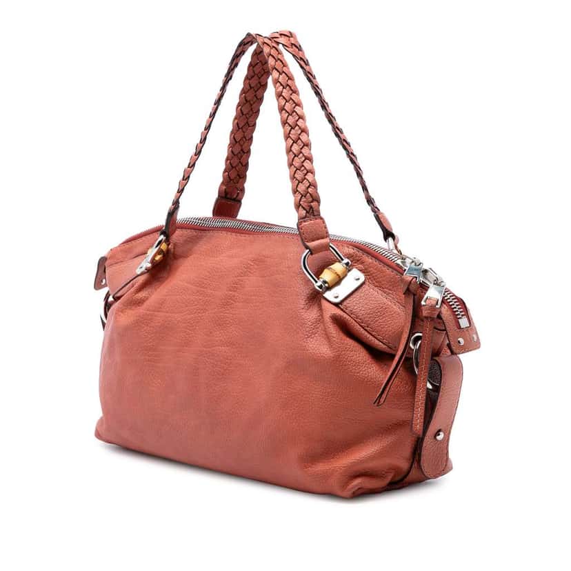 Gucci Medium Leather Bamboo Bar Tote Orange Leather Good condition - Back View