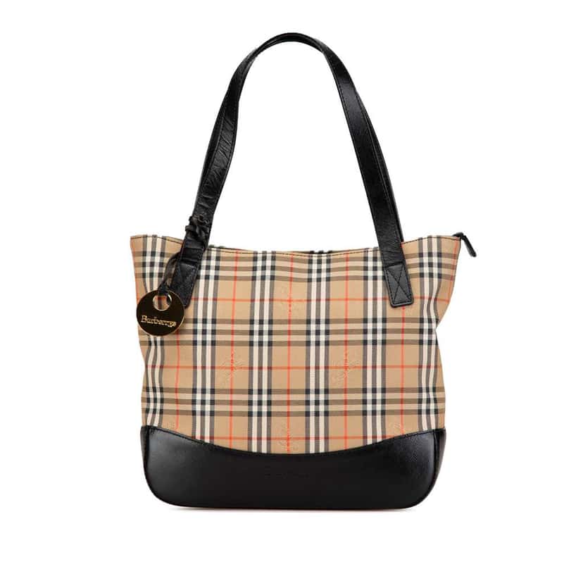 Burberry Haymarket Check Canvas Handbag Brown Canvas Good condition - Front View