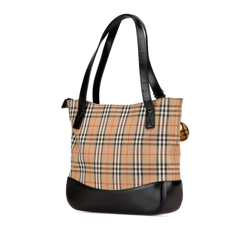 Burberry Haymarket Check Canvas Handbag Brown Canvas Good condition - Back View