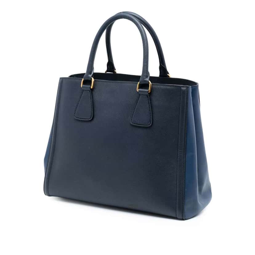 Prada Bicolor Saffiano Lux Tote Blue Leather Good condition - Back View