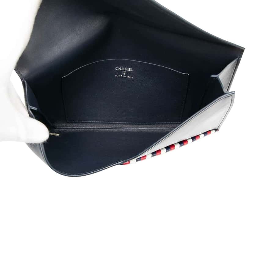 Chanel Lambskin Airlines Envelope Clutch Blue Leather Good condition - Model View