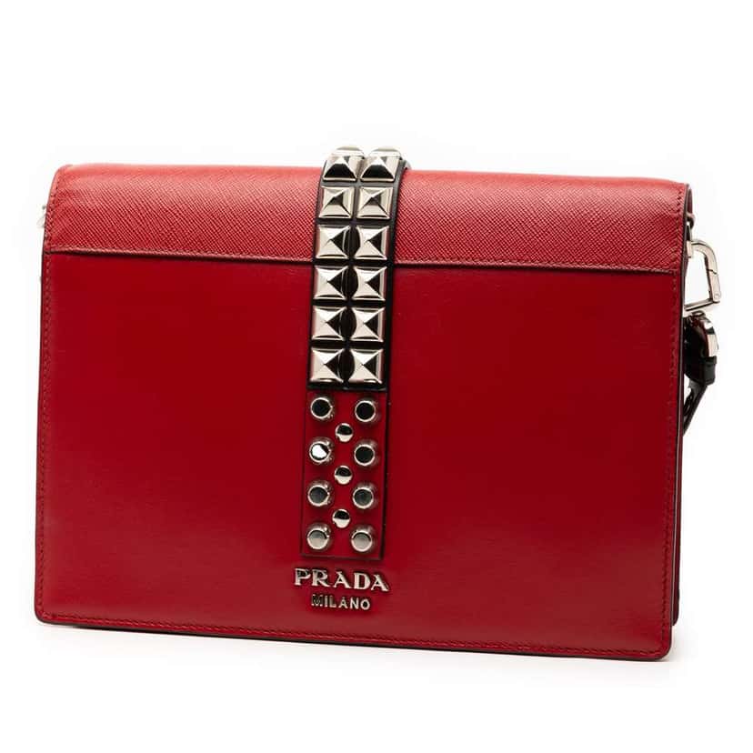 Prada City Calf and Saffiano Elektra Crossbody Red Leather Good condition - Back View