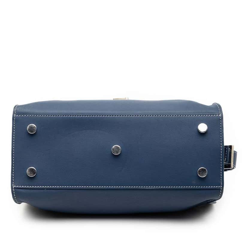 Saint Laurent Baby Leather Monogram Downtown Cabas Satchel Blue Leather Good condition - Inside View