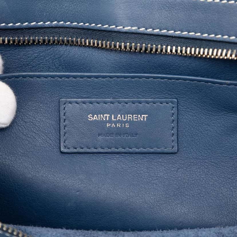 Saint Laurent Baby Leather Monogram Downtown Cabas Satchel Blue Leather Good condition - Box View