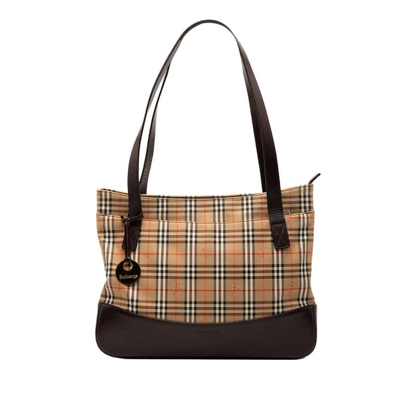 Burberry Haymarket Check Canvas Tote Brown Canvas Good condition - Front View