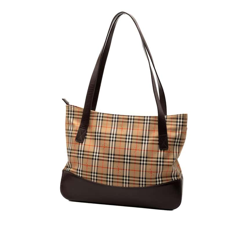Burberry Haymarket Check Canvas Tote Brown Canvas Good condition - Back View