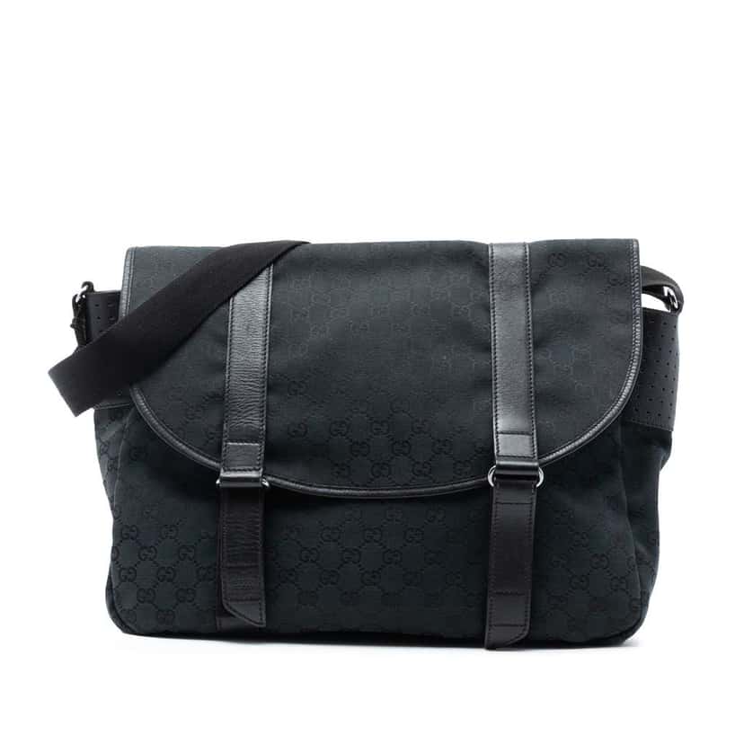 Gucci GG Canvas Messenger Bag Black Canvas Good condition - Front View