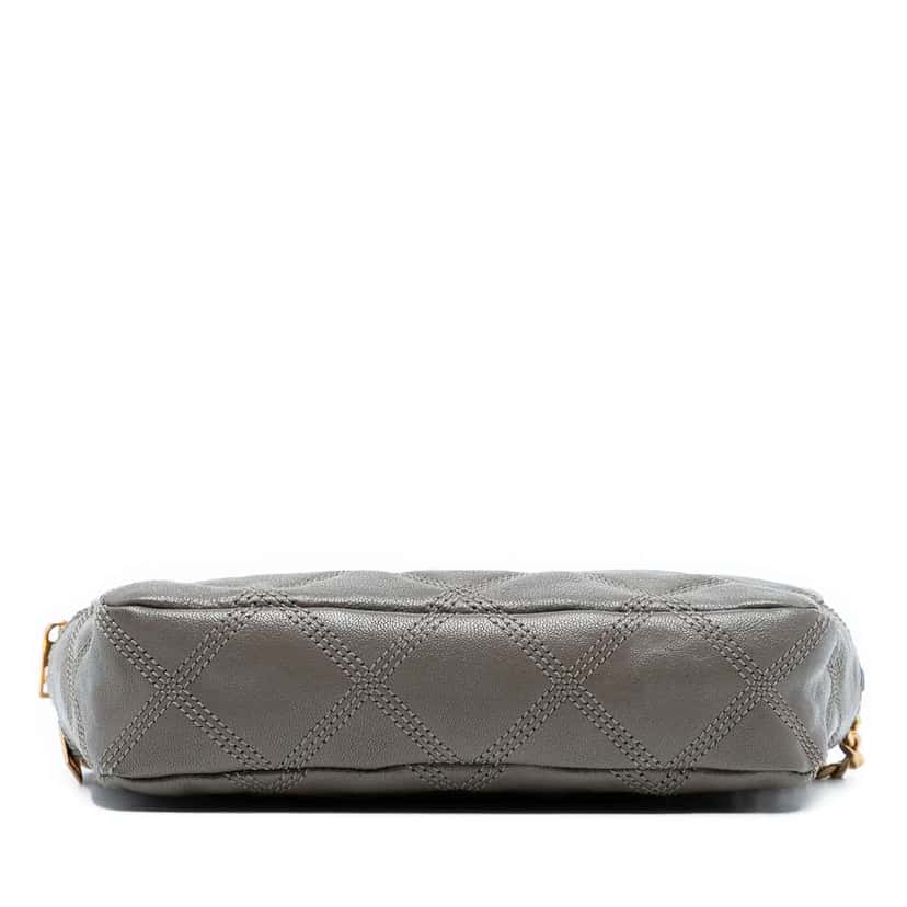 Saint Laurent Mini Quilted Lambskin Becky Double Zip Crossbody Grey Leather Good condition - Inside View