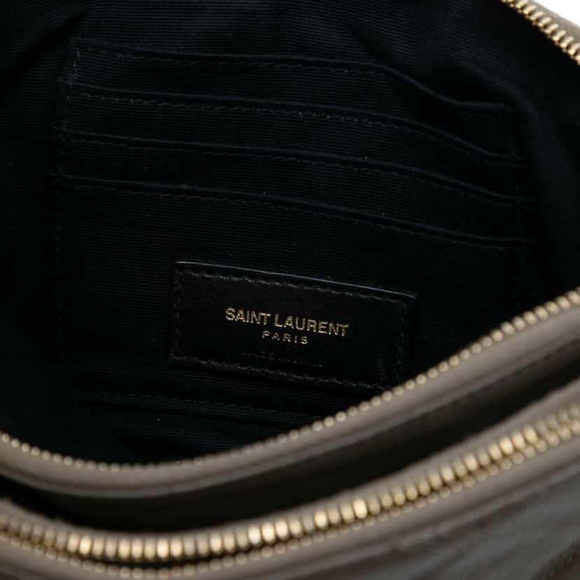 Saint Laurent Mini Quilted Lambskin Becky Double Zip Crossbody Grey Leather Good condition - Box View
